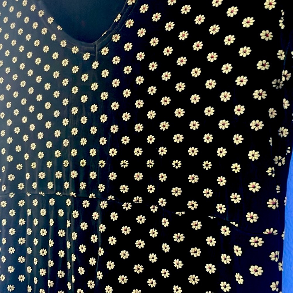 Bodycon empire mini raised daisy print black XXS/XS slim fit 3/4 sleeves dress